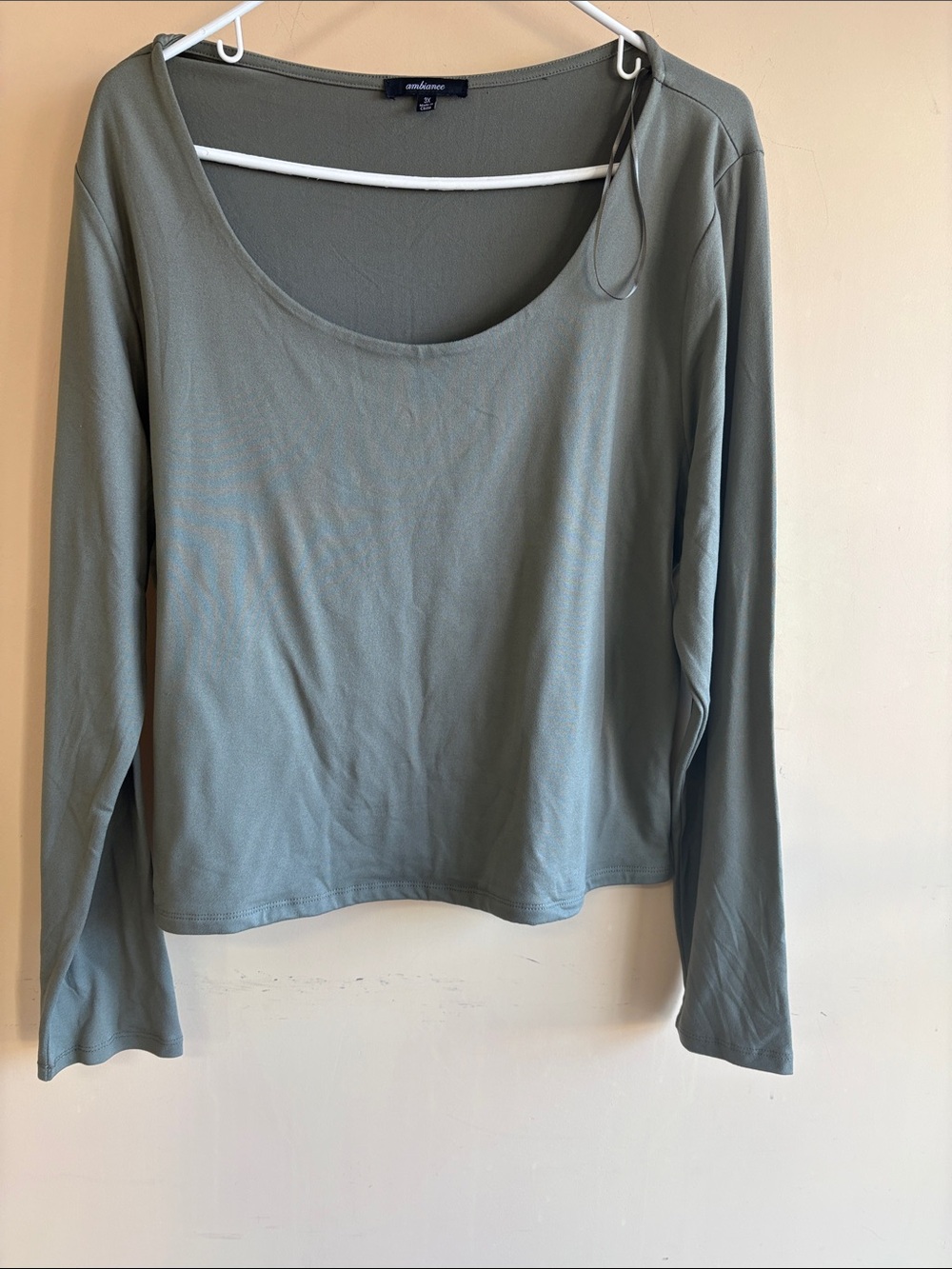 Ambiance Olive Green Scoop Neck Long Sleeve Top